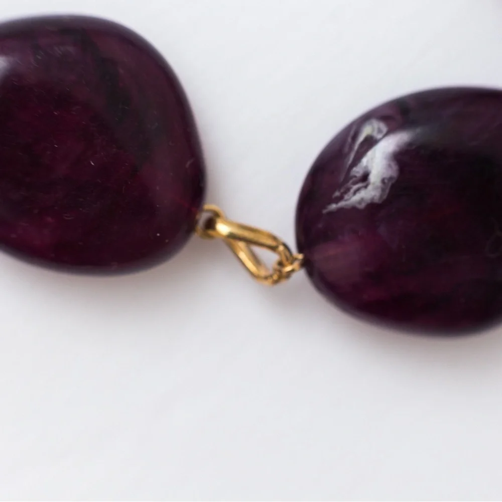 Choker length necklace with faux stone marble look chunky with gold tone Merona - Picture 6 of 11
